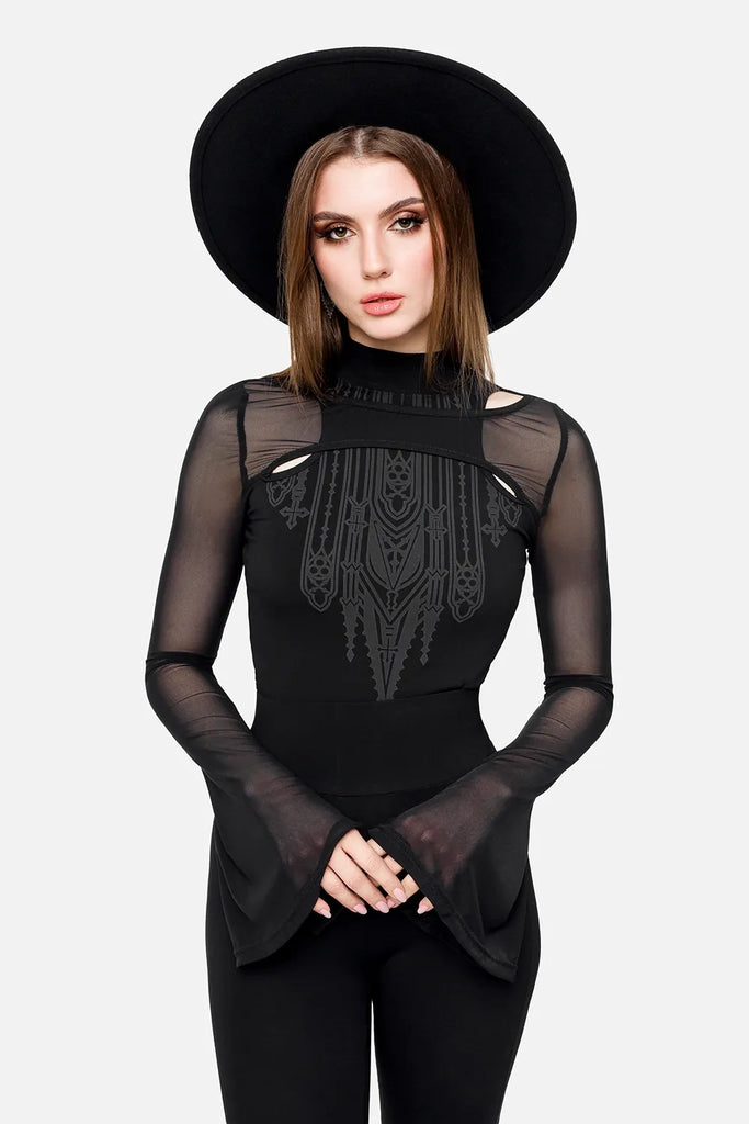 YINGWIN Gotische Kleding Vrouwen Vierkant Hals Korte Mouwen Crop Tops Vrouwen Goth Kleding, zwart, L