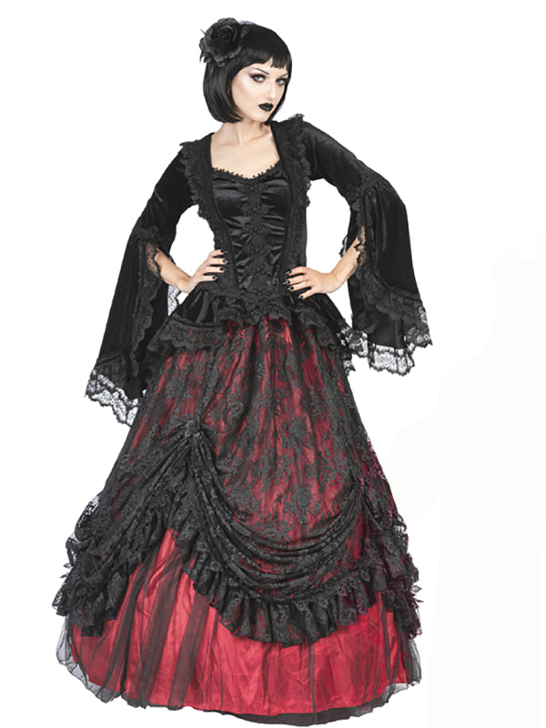 SCARLET DARKNESS Steampunk rok voor dames, lange plaid met elastische taille, middeleeuwse rok, cosplay, XXL SCARLET DARKNESS Steampunk rok voor dames, lange plaid met elastische taille, middeleeuwse rok, cosplay, XXL
