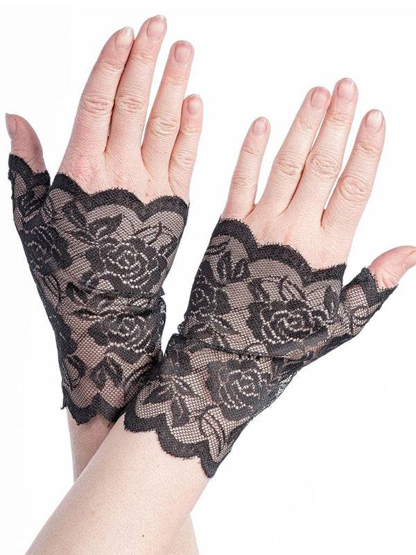 handschuhe mit spitze Königin der Dunkelheit Kanten Spitze Blumenmuster Handschuhe - Elegant